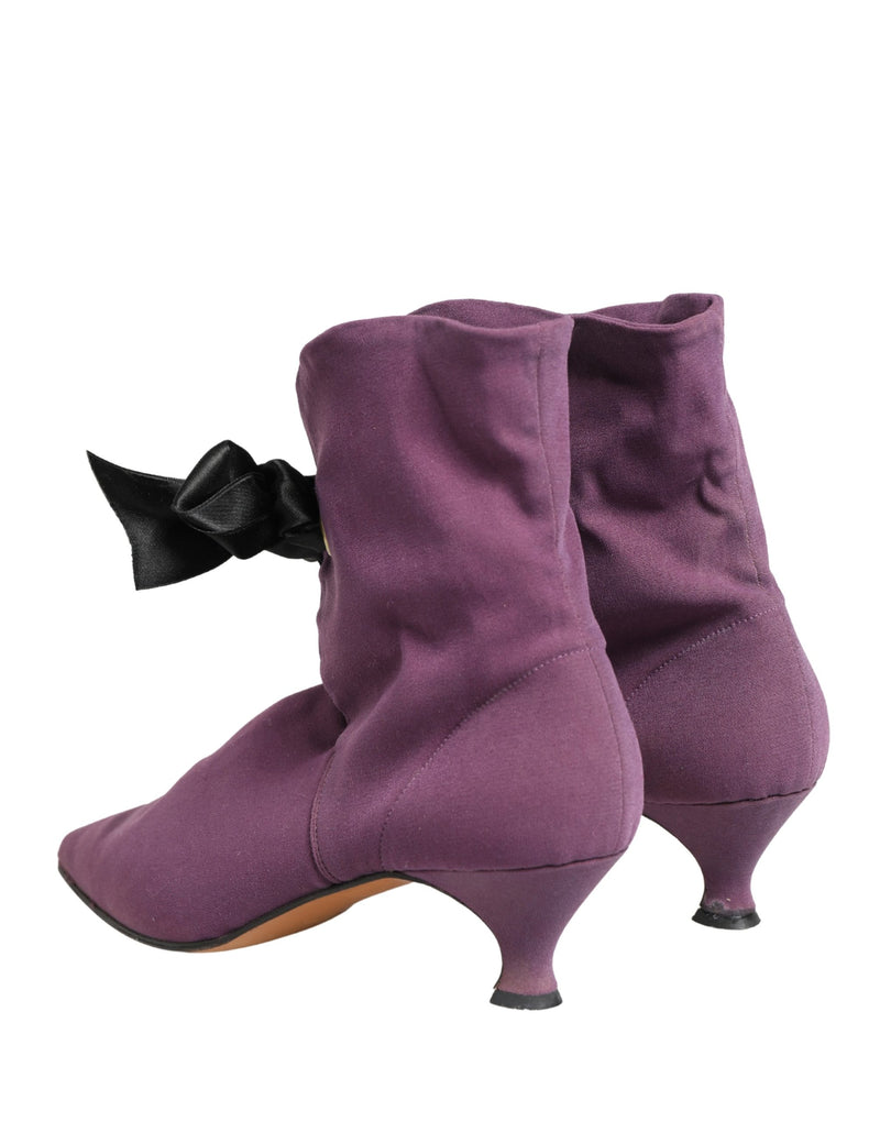 Dolce & Gabbana Purple Mid Calf Lace-Up Boots