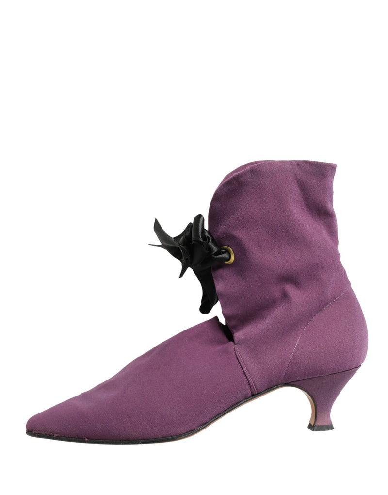 Dolce & Gabbana Purple Mid Calf Lace-Up Boots