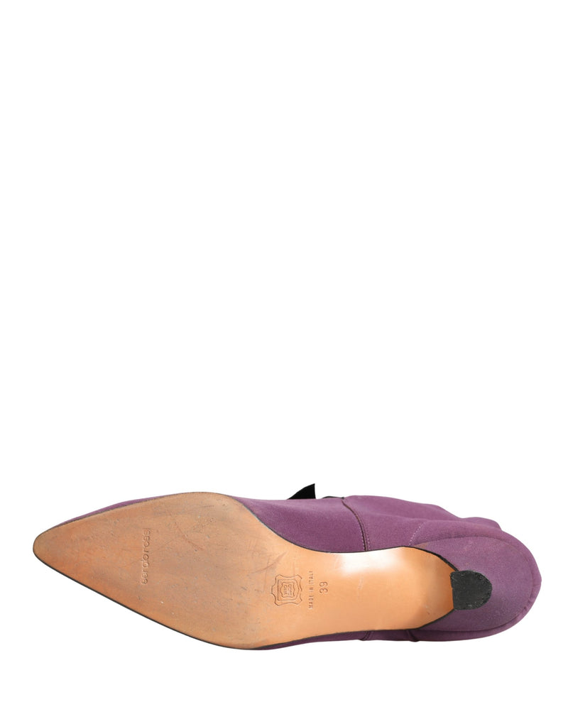 Dolce & Gabbana Purple Mid Calf Lace-Up Boots