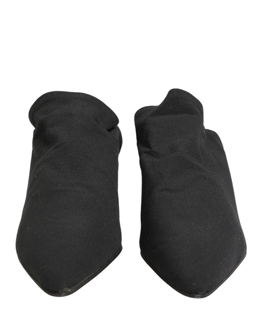 Dolce & Gabbana Black Suede Heeled Mule Shoes
