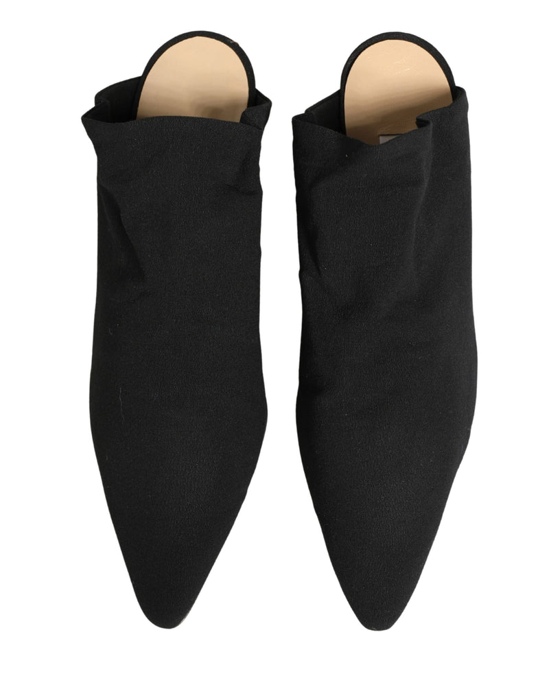 Dolce & Gabbana Black Suede Heeled Mule Shoes