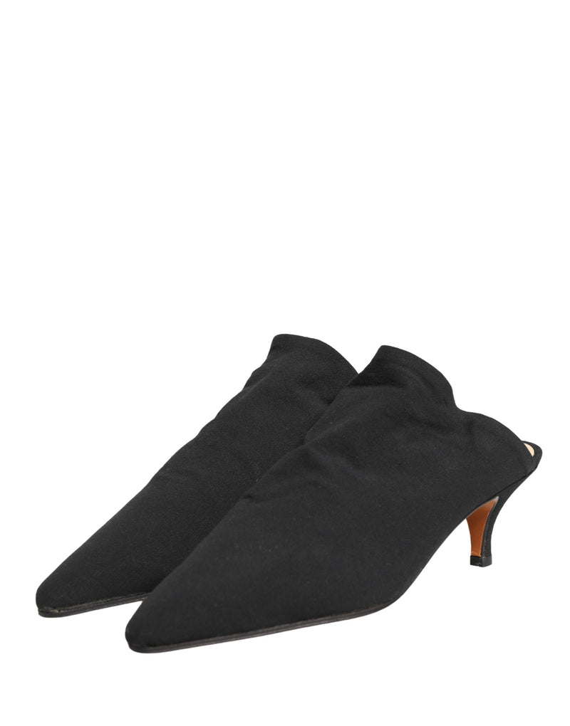Dolce & Gabbana Black Suede Heeled Mule Shoes