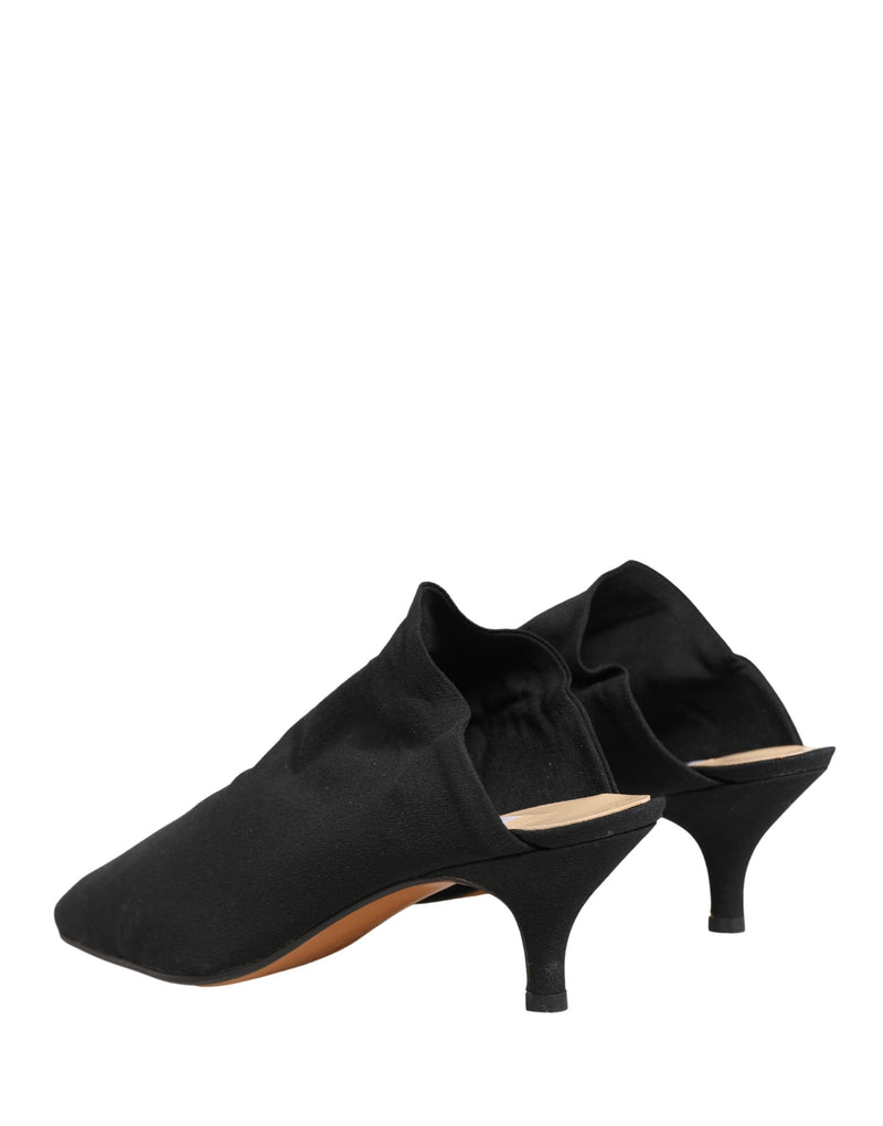 Dolce & Gabbana Black Suede Heeled Mule Shoes