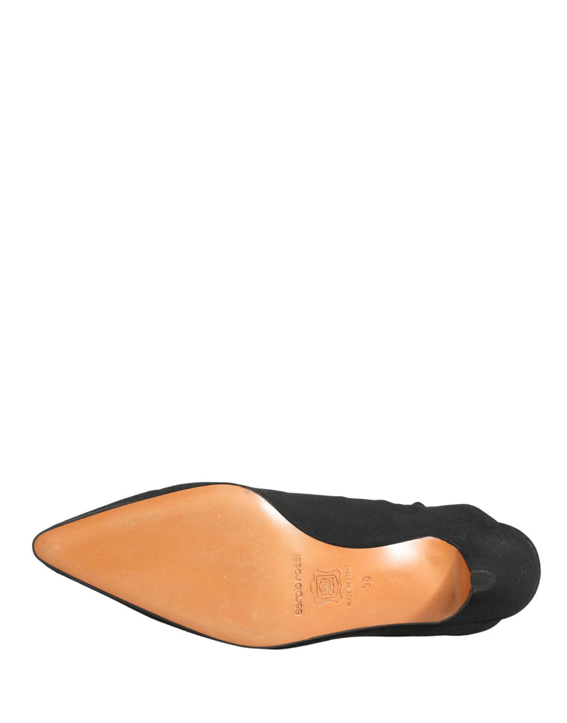 Dolce & Gabbana Black Suede Heeled Mule Shoes