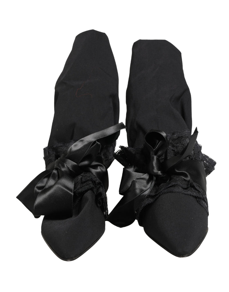 Dolce & Gabbana Black Suede Mid Calf Boots