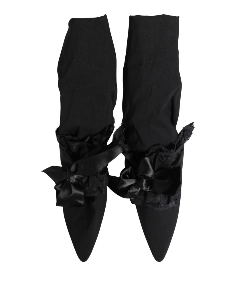 Dolce & Gabbana Black Suede Mid Calf Boots