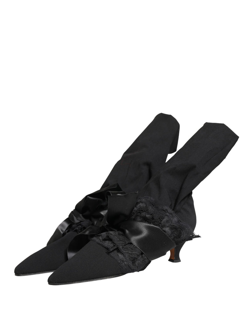 Dolce & Gabbana Black Suede Mid Calf Boots