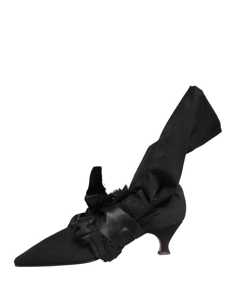 Dolce & Gabbana Black Suede Mid Calf Boots