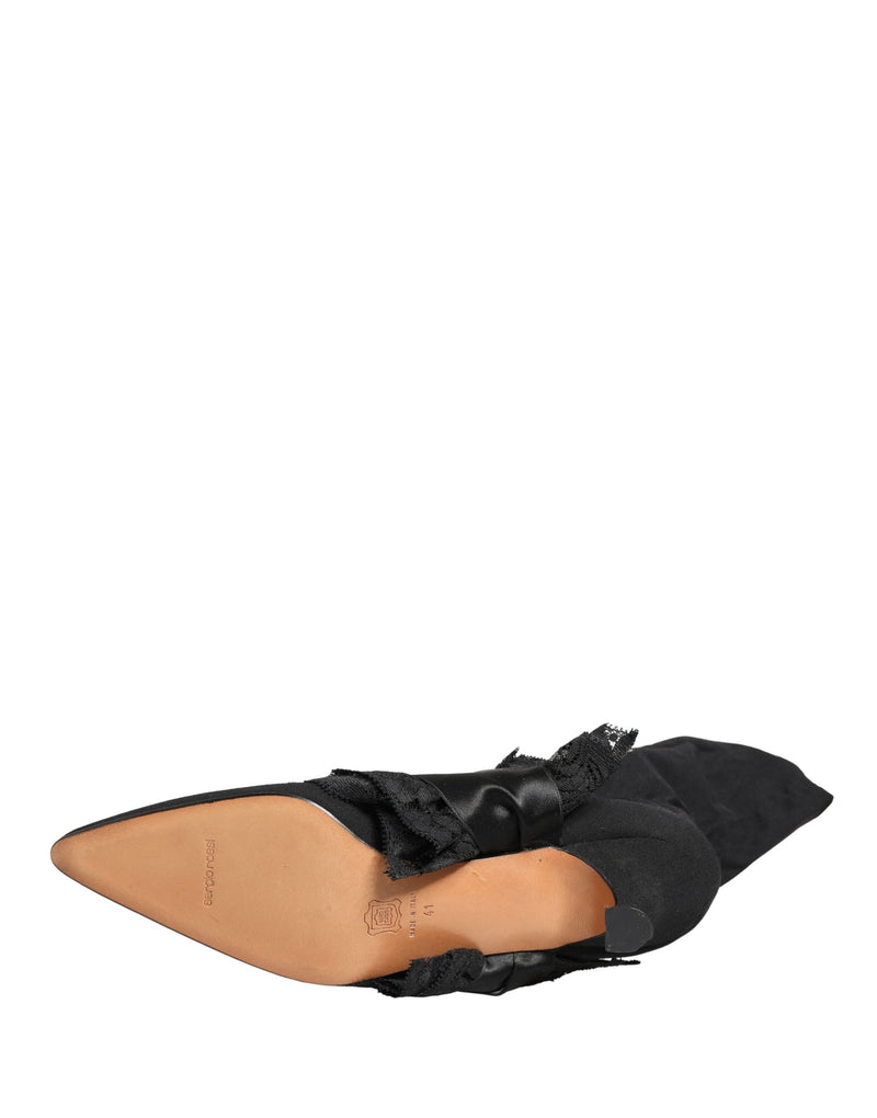 Dolce & Gabbana Black Suede Mid Calf Boots