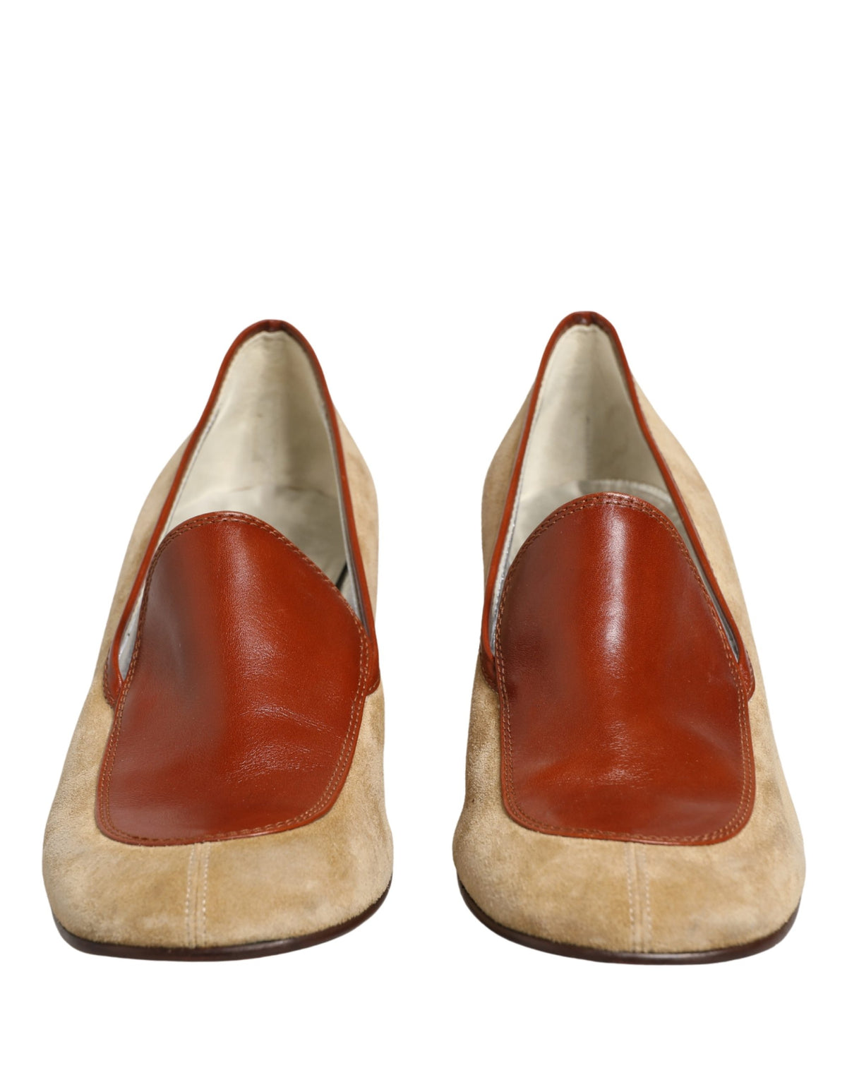 Dolce & Gabbana Beige Suede Block Heel Loafers for Women