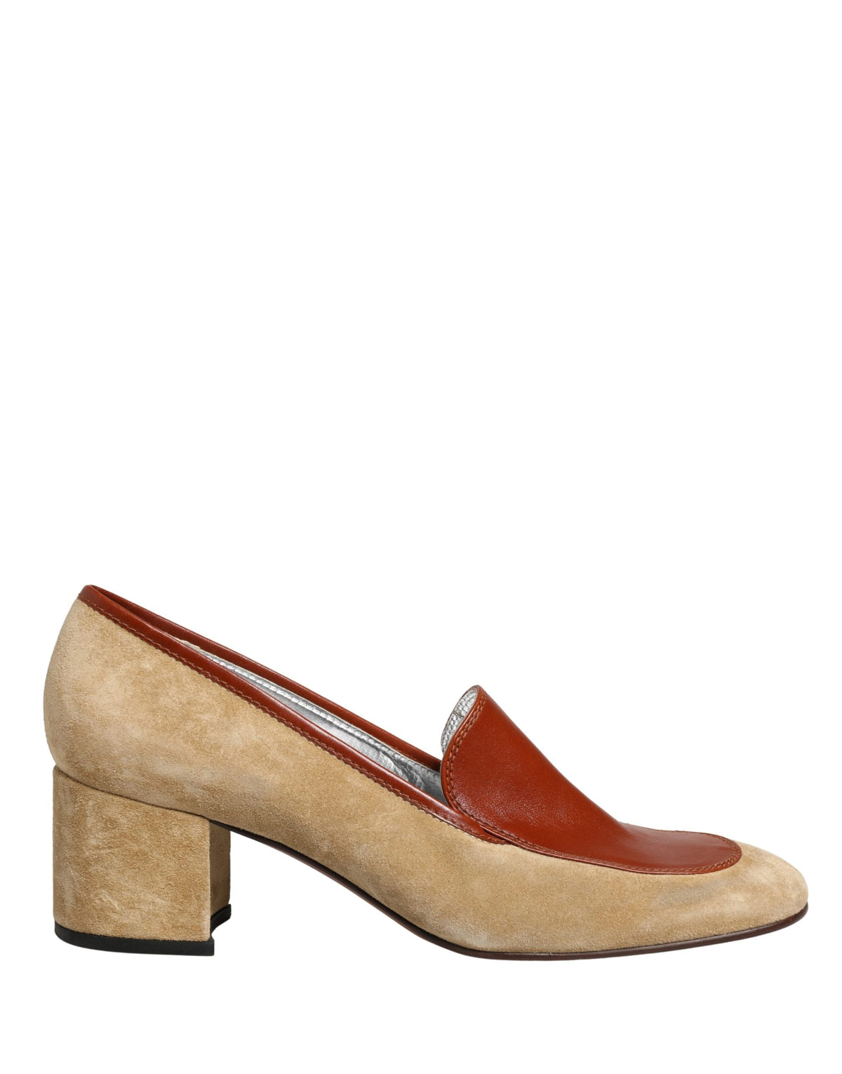 Dolce & Gabbana Beige Suede Block Heel Loafers for Women