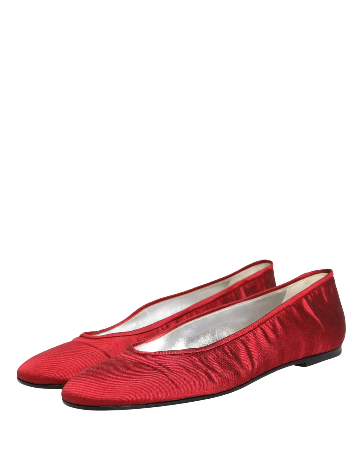Dolce & Gabbana Red Satin Ballet Slip-On Flats for Women