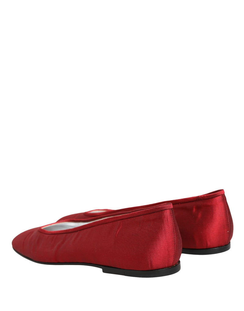 Dolce & Gabbana Red Satin Ballet Slip-On Flats for Women