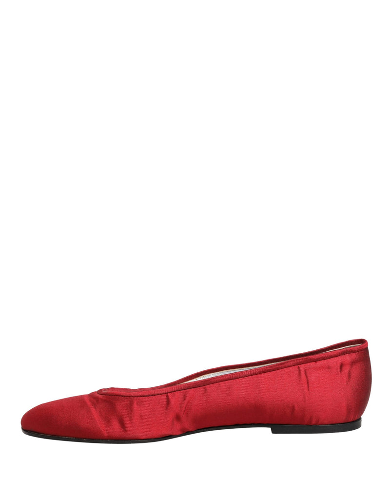 Dolce & Gabbana Red Satin Ballet Slip-On Flats for Women