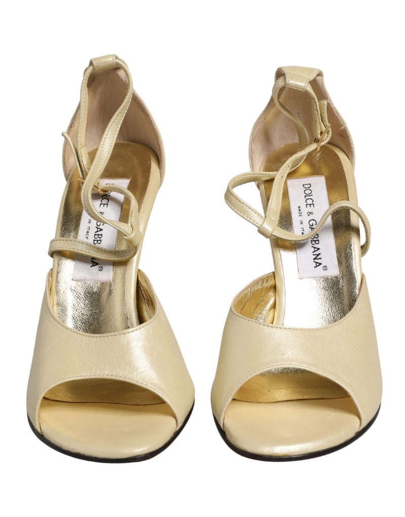 Dolce & Gabbana Beige Leather Stiletto Heels Sandals