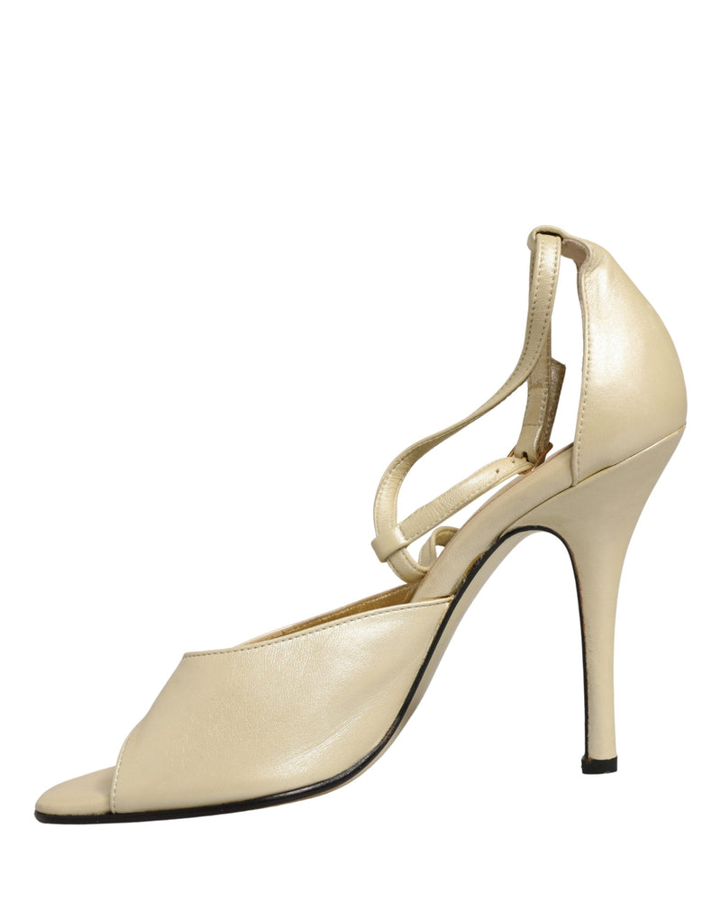 Dolce & Gabbana Beige Leather Stiletto Heels Sandals