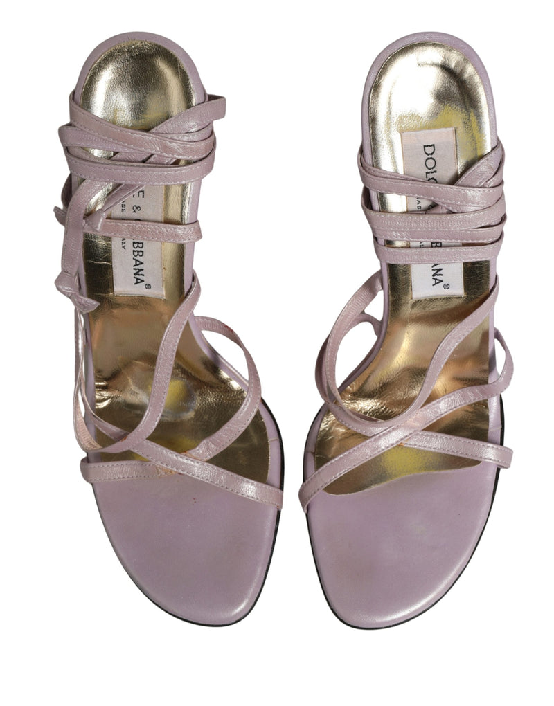 Dolce & Gabbana Purple Leather Wedge Sandals for Women