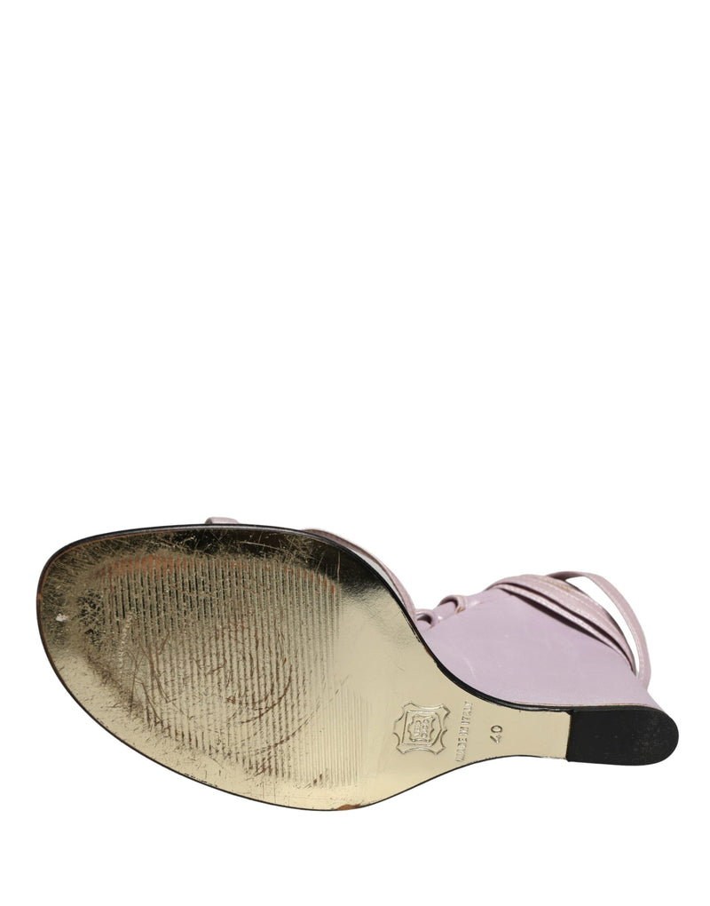 Dolce & Gabbana Purple Leather Wedge Sandals for Women