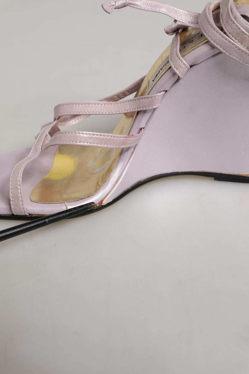 Dolce & Gabbana Purple Leather Wedge Sandals for Women