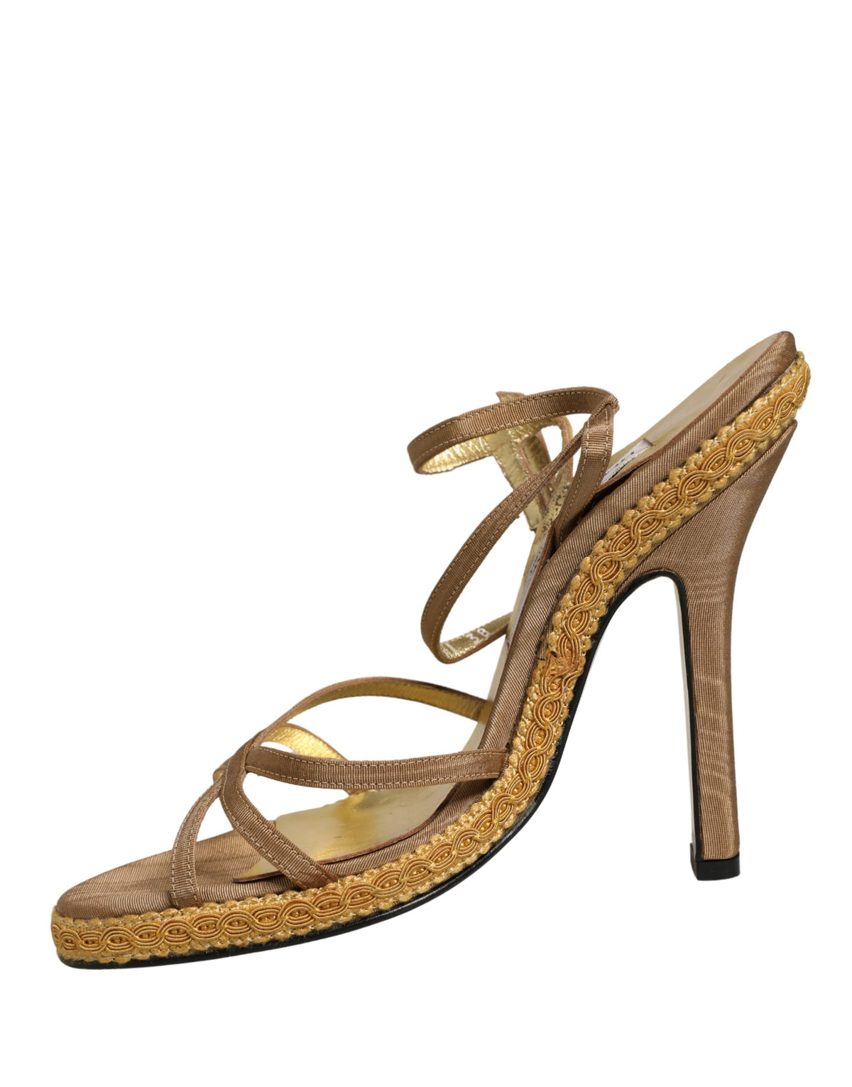 Dolce & Gabbana Brown Braided Ankle Strap Heels Sandals