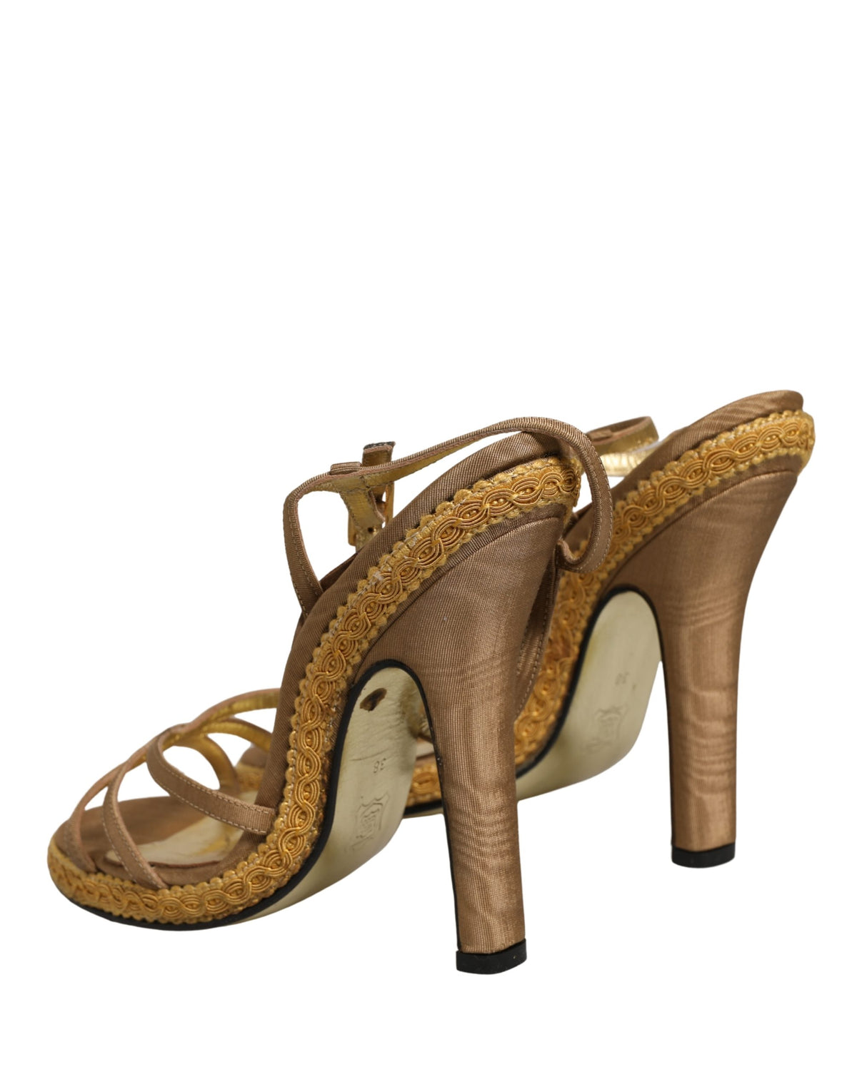 Dolce & Gabbana Brown Braided Ankle Strap Heels Sandals
