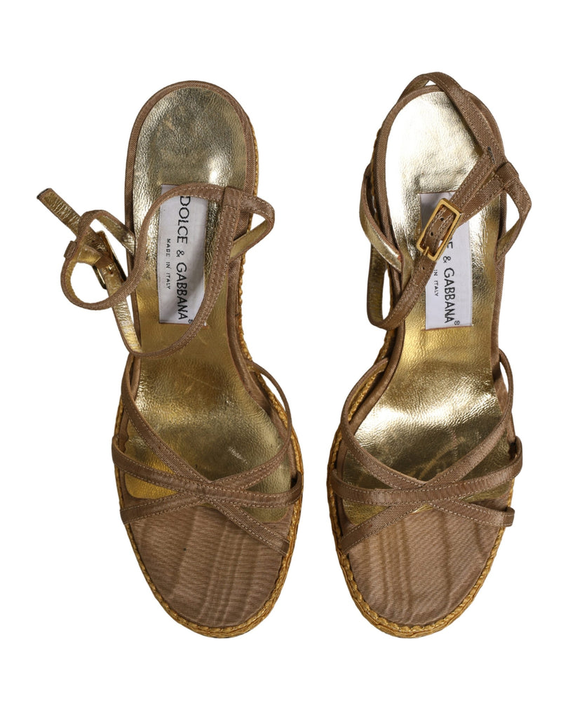 Dolce & Gabbana Brown Braided Ankle Strap Heels Sandals