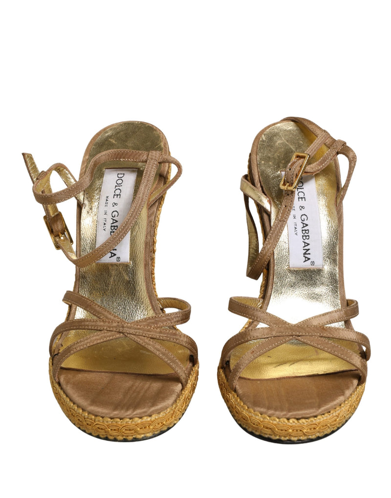 Dolce & Gabbana Brown Braided Ankle Strap Heels Sandals