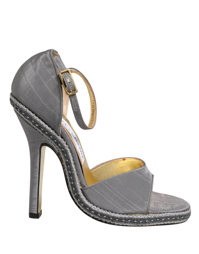 Dolce & Gabbana Gray High Heeled Sandals with Ankle Strap