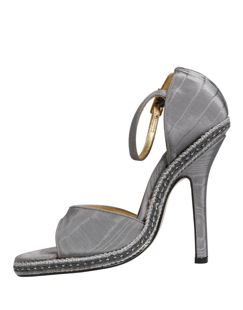 Dolce & Gabbana Gray High Heeled Sandals with Ankle Strap