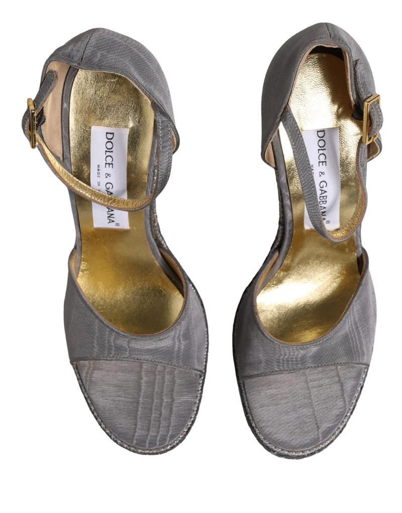 Dolce & Gabbana Gray High Heeled Sandals with Ankle Strap
