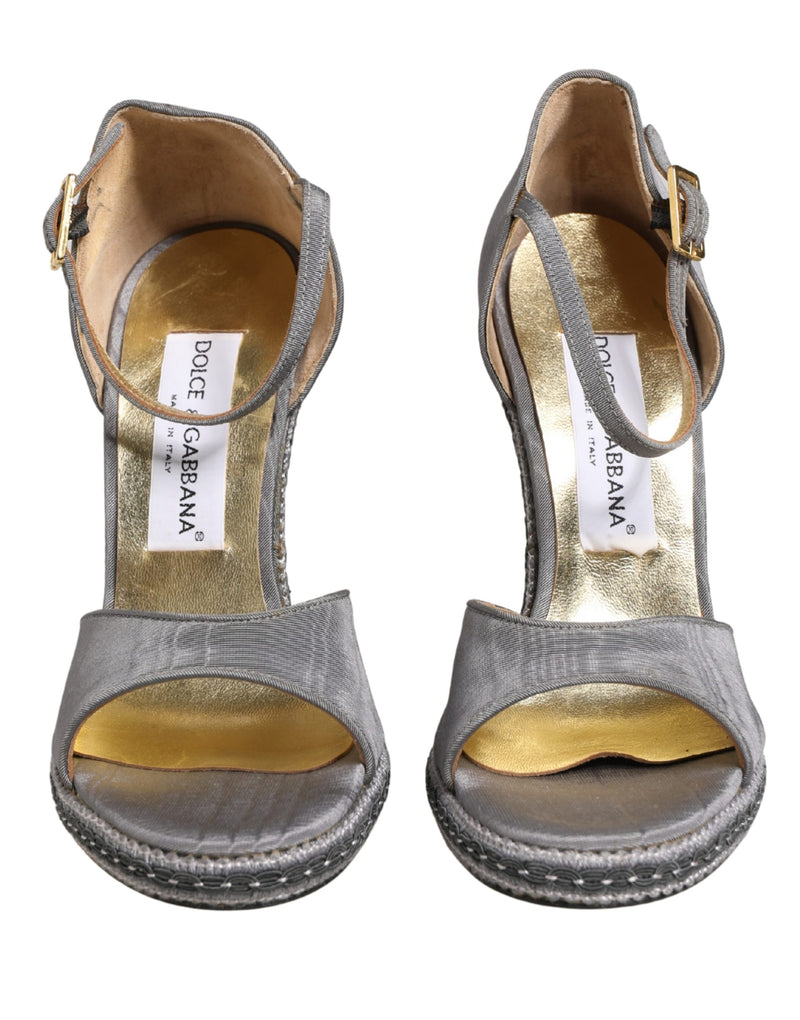 Dolce & Gabbana Gray High Heeled Sandals with Ankle Strap