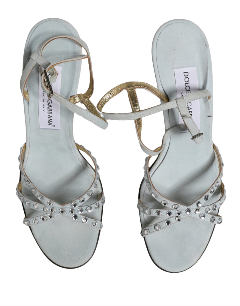 Dolce & Gabbana White Rhinestone High Heeled Sandals