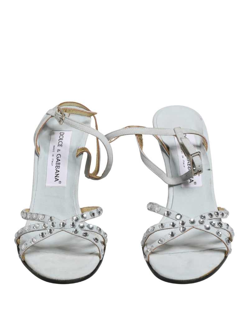 Dolce & Gabbana White Rhinestone High Heeled Sandals