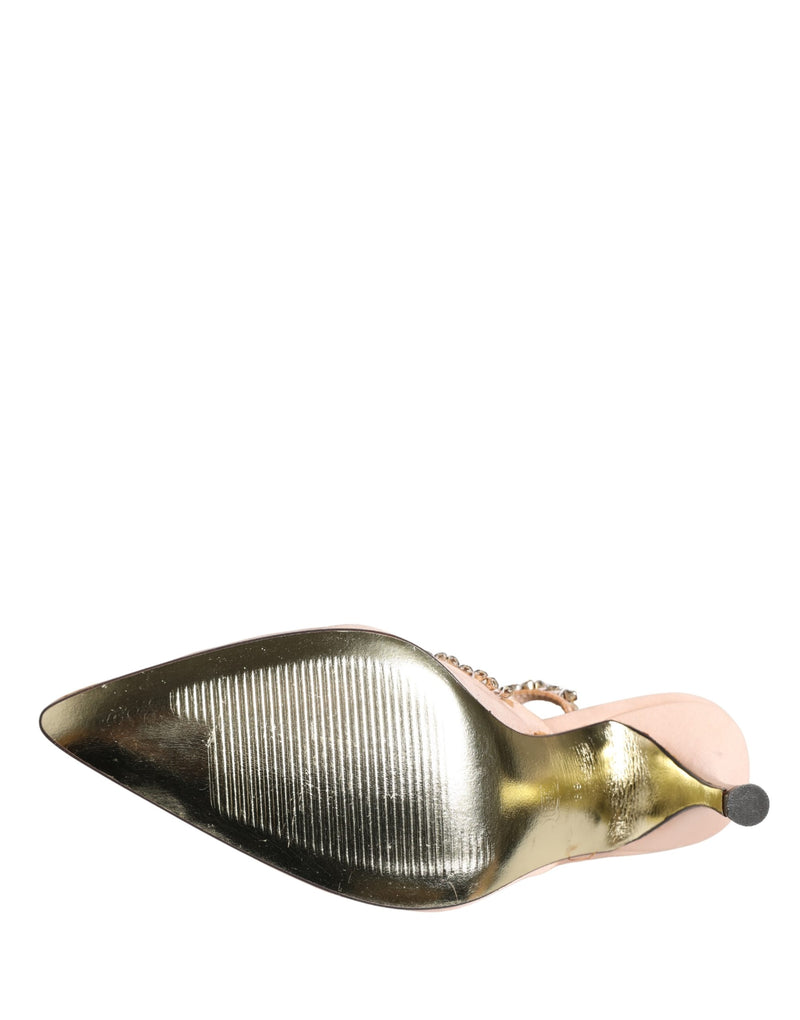 Dolce & Gabbana Beige Crystal Heels Slingbacks Sandals