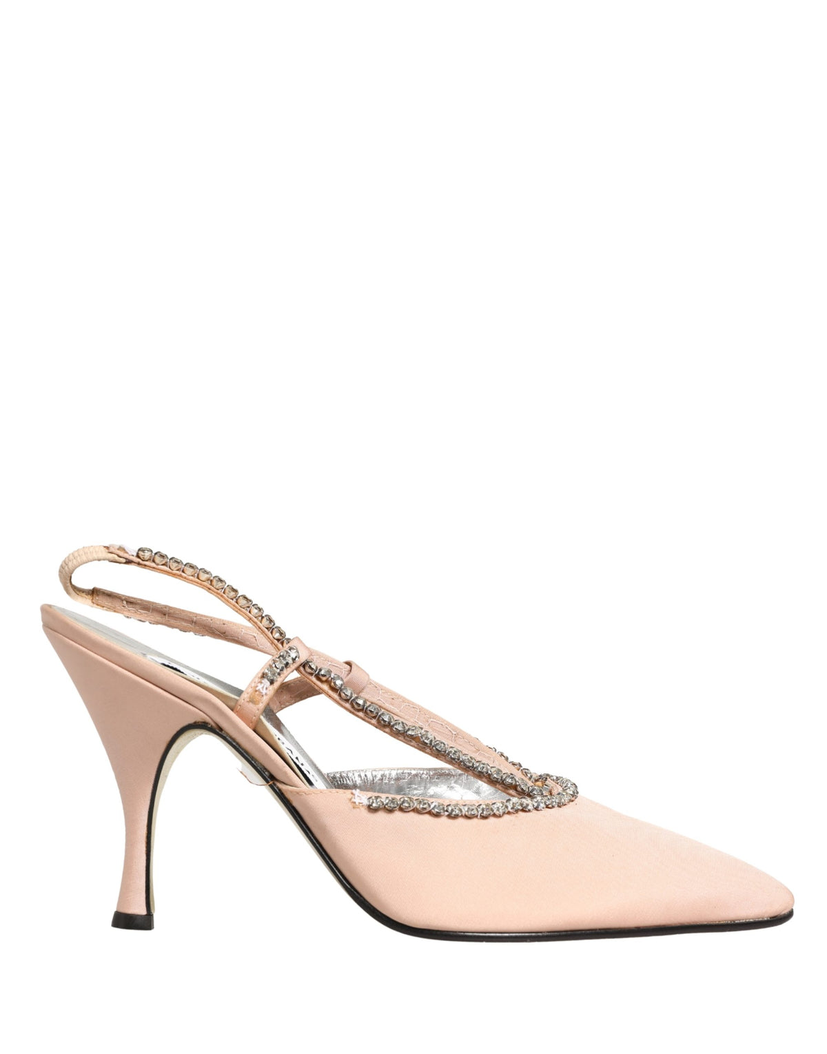 Dolce & Gabbana Beige Crystal Heels Slingbacks Sandals