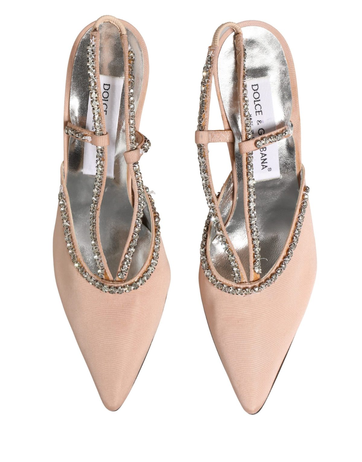 Dolce & Gabbana Beige Crystal Heels Slingbacks Sandals