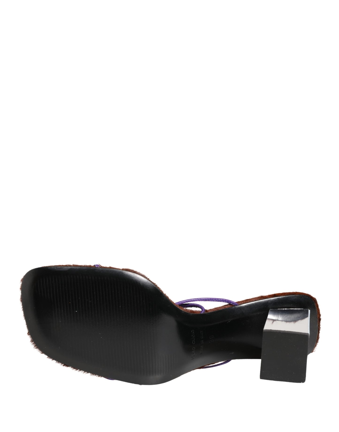 Dolce & Gabbana Silver Block Heels Slip On Sandals Shoes