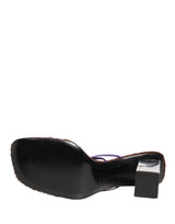 Dolce & Gabbana Silver Block Heels Slip On Sandals Shoes