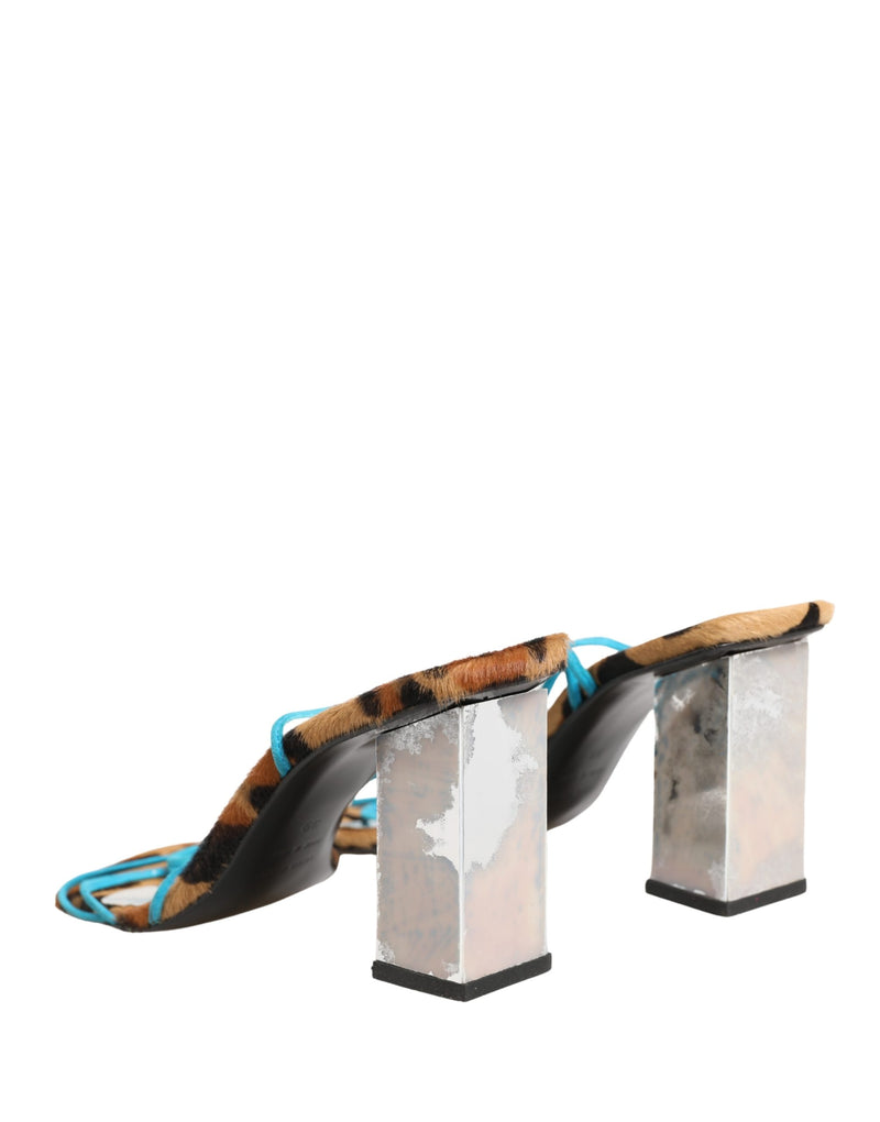Dolce & Gabbana Multicolor Leather Block Heels Sandals