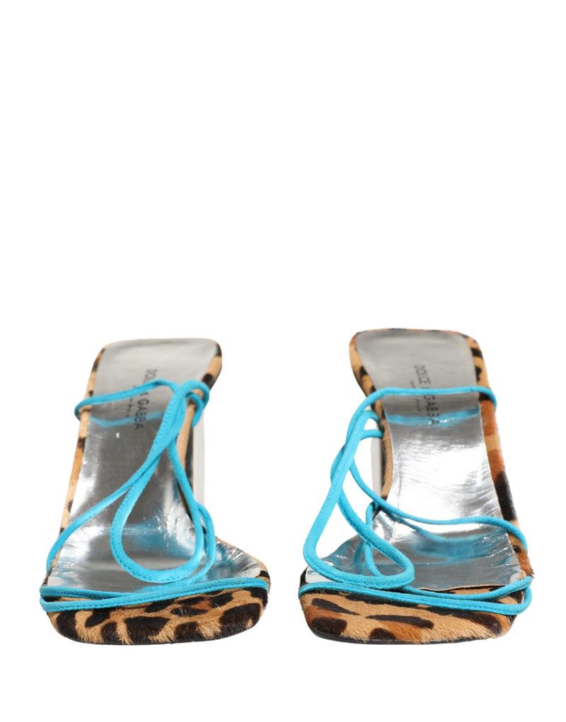 Dolce & Gabbana Multicolor Leather Block Heels Sandals