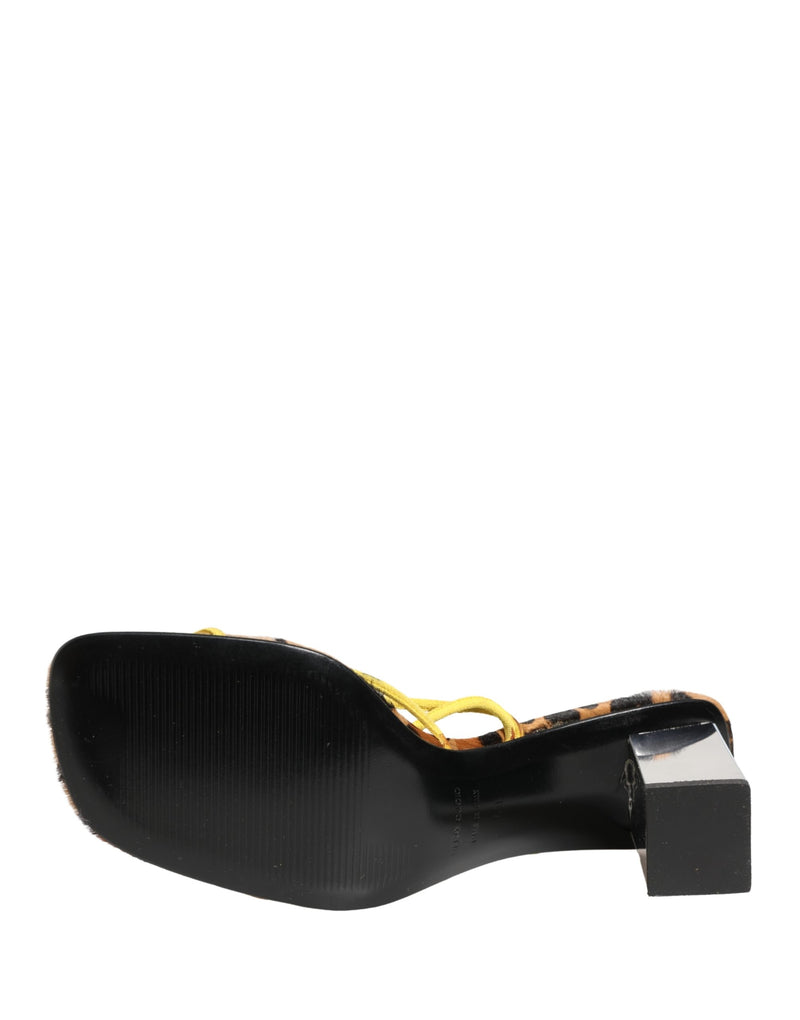 Dolce & Gabbana Multicolor Leather Block Heels Sandals
