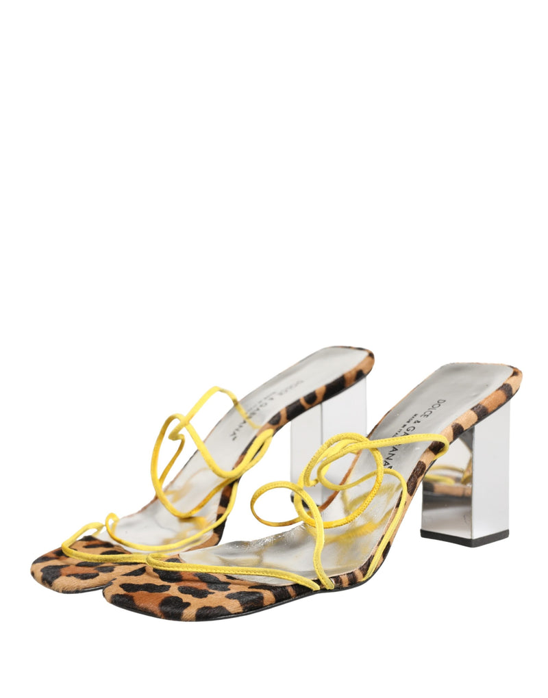 Dolce & Gabbana Multicolor Leather Block Heels Sandals
