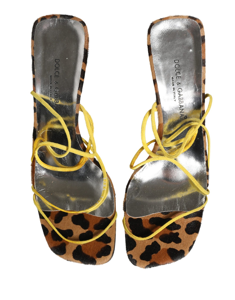 Dolce & Gabbana Multicolor Leather Block Heels Sandals