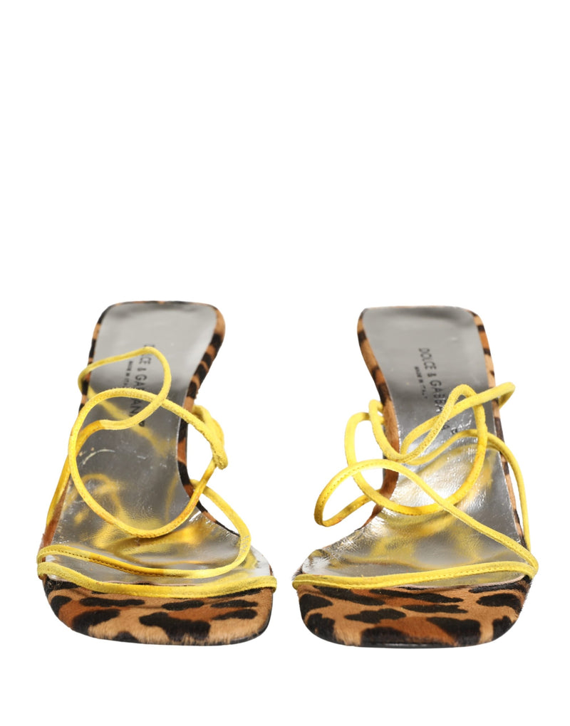 Dolce & Gabbana Multicolor Leather Block Heels Sandals