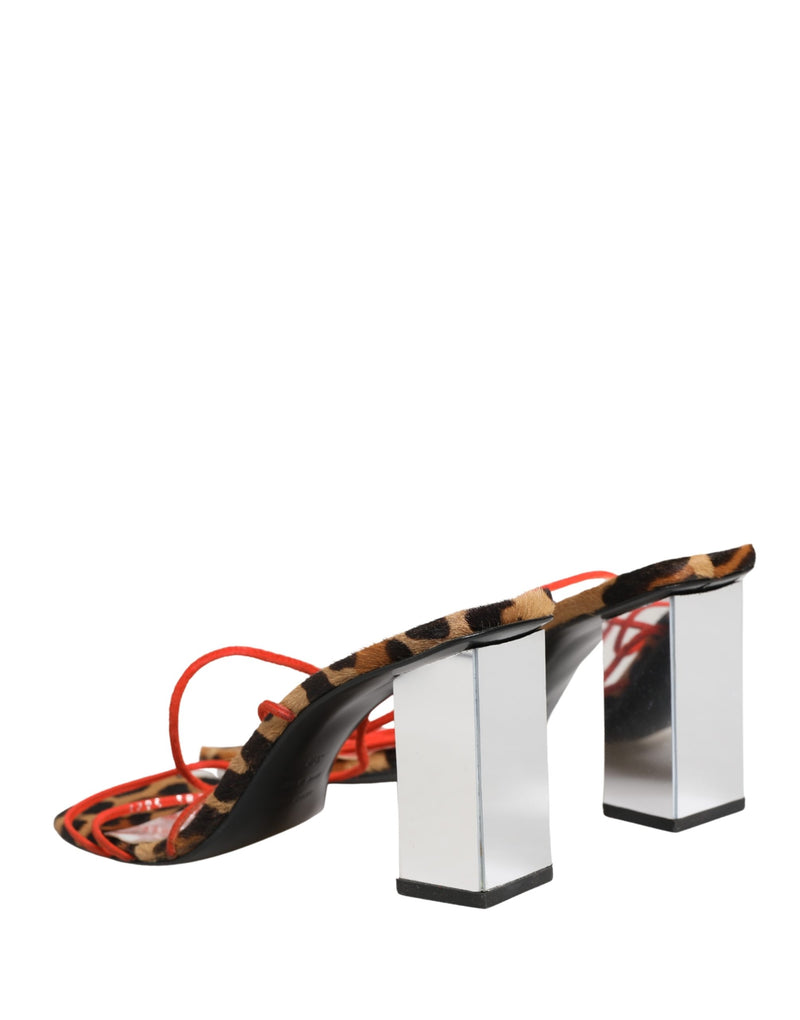 Dolce & Gabbana Multicolor Leather Block Heels Sandals