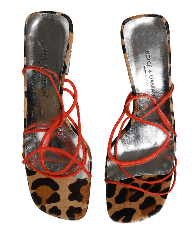 Dolce & Gabbana Multicolor Leather Block Heels Sandals