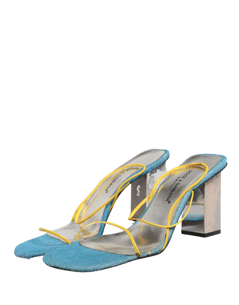 Dolce & Gabbana Multicolor Leather Block Heels Sandals