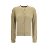 Burberry Brown Wool Cardigan with Archivio Check Detail