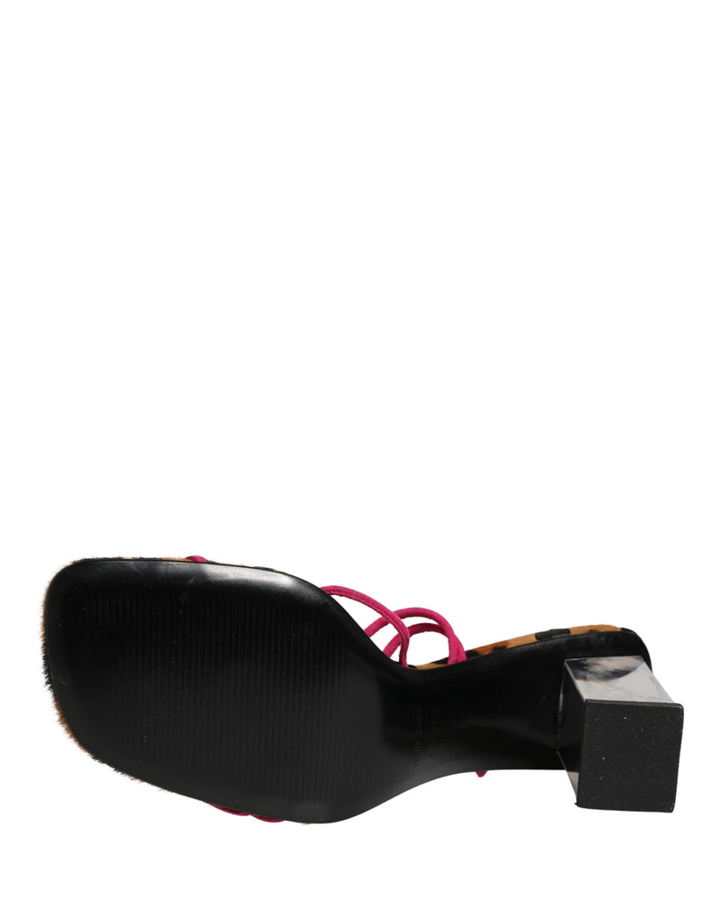 Dolce & Gabbana Multicolor Leather Block Heels Sandals