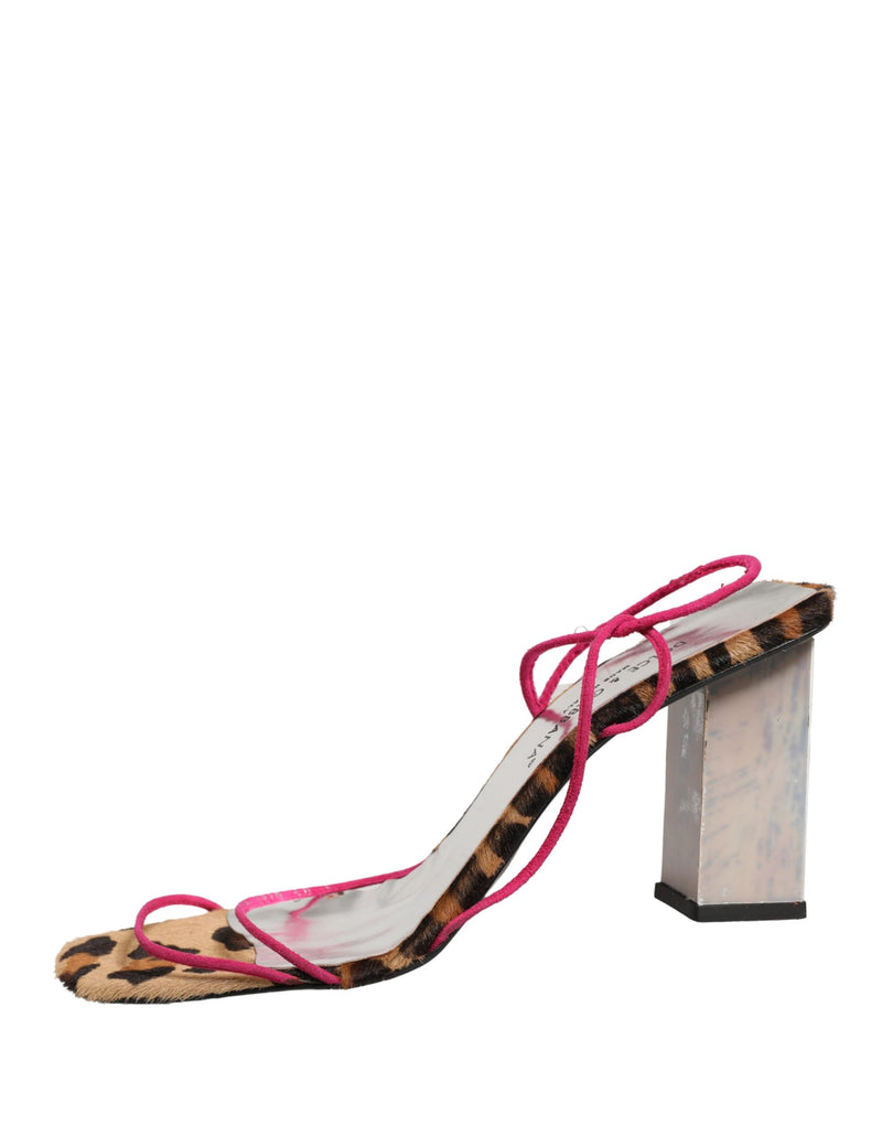 Dolce & Gabbana Multicolor Leather Block Heels Sandals